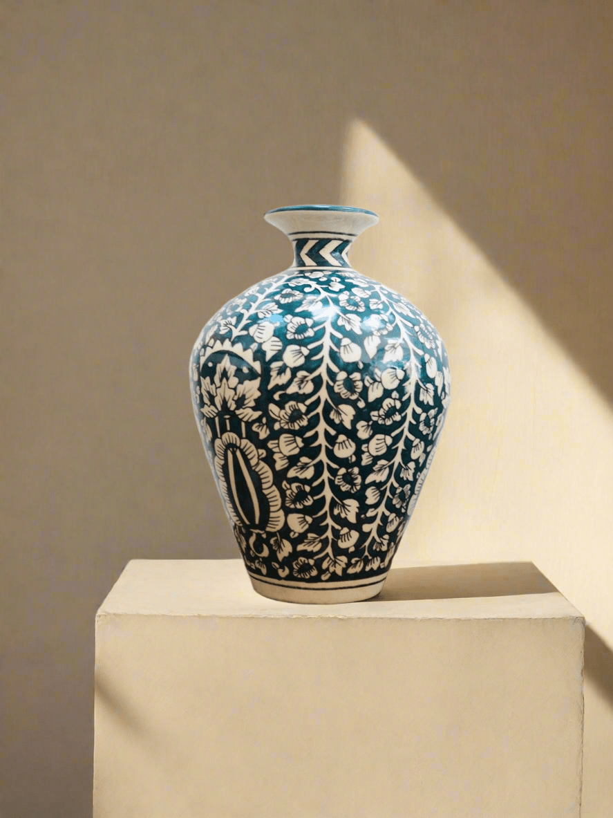 Ceramic Rani Vase in Deep Green - TSL