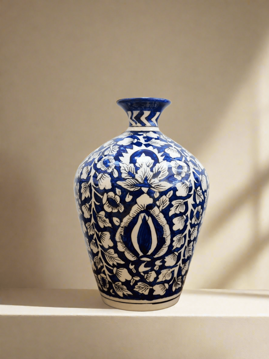 Ceramic Rani Vase in Indigo Blue - TSL