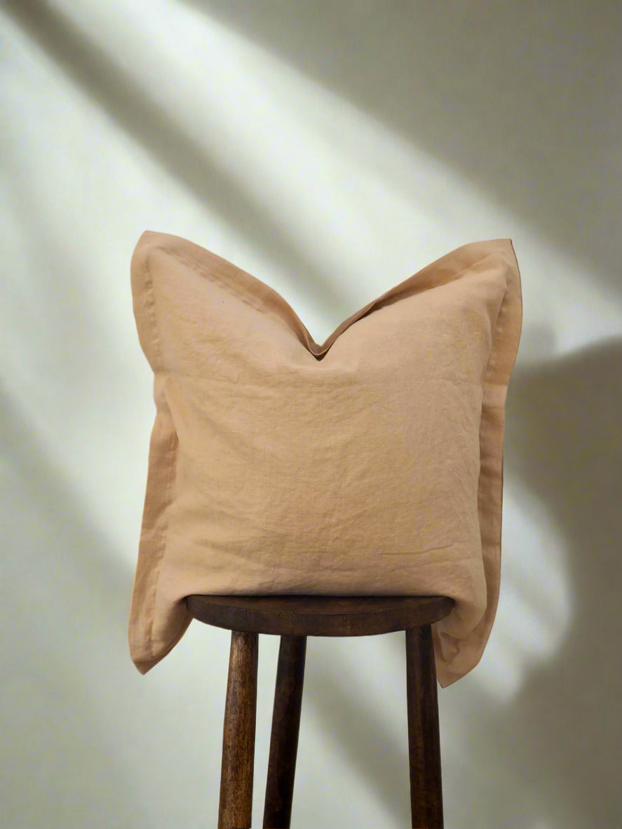 Gina Double Sided Linen Cushion Cover in Hazelnut and Apricot - TSL Co