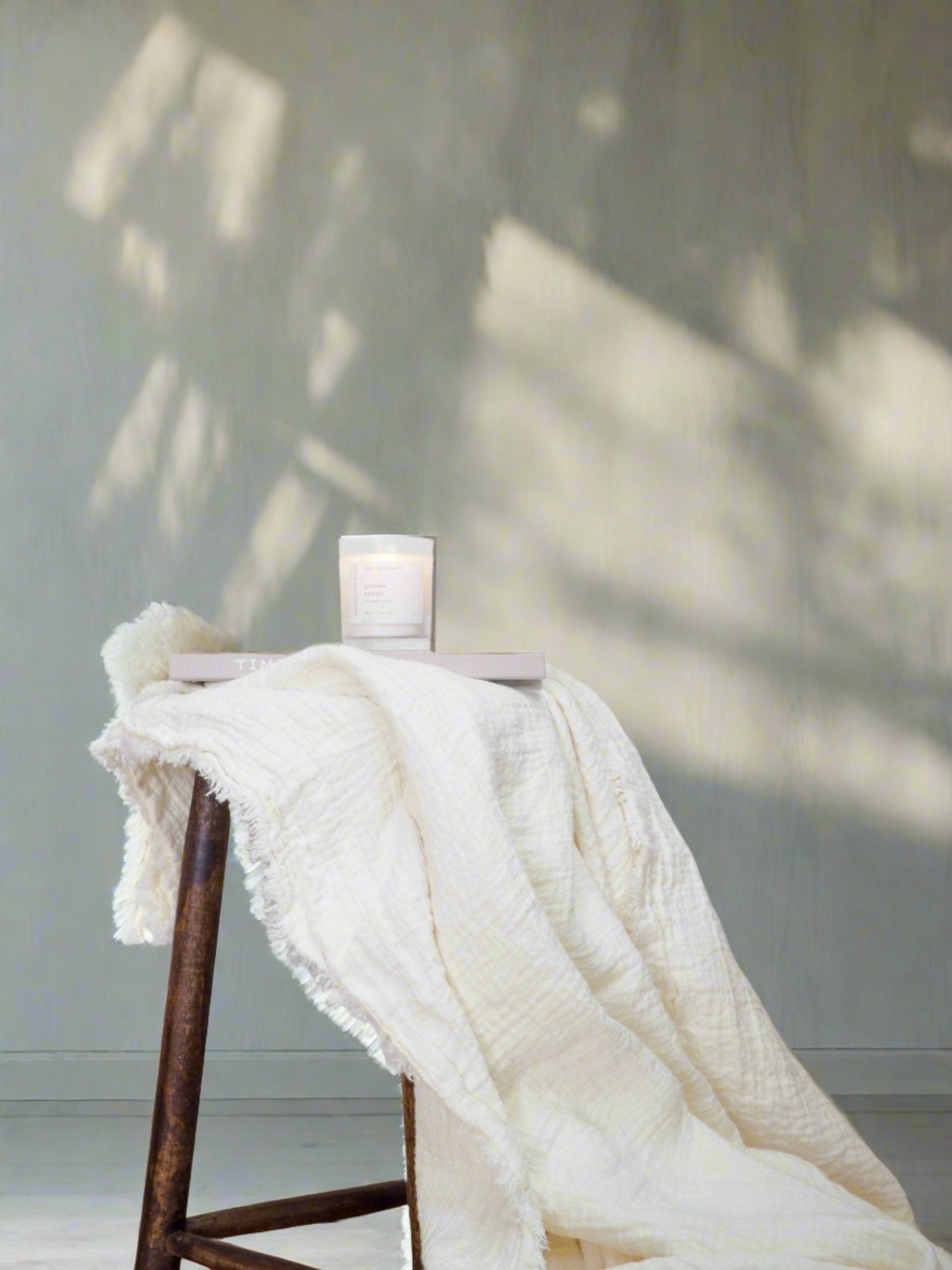 Linen Throw Blanket in Ivory - TSL