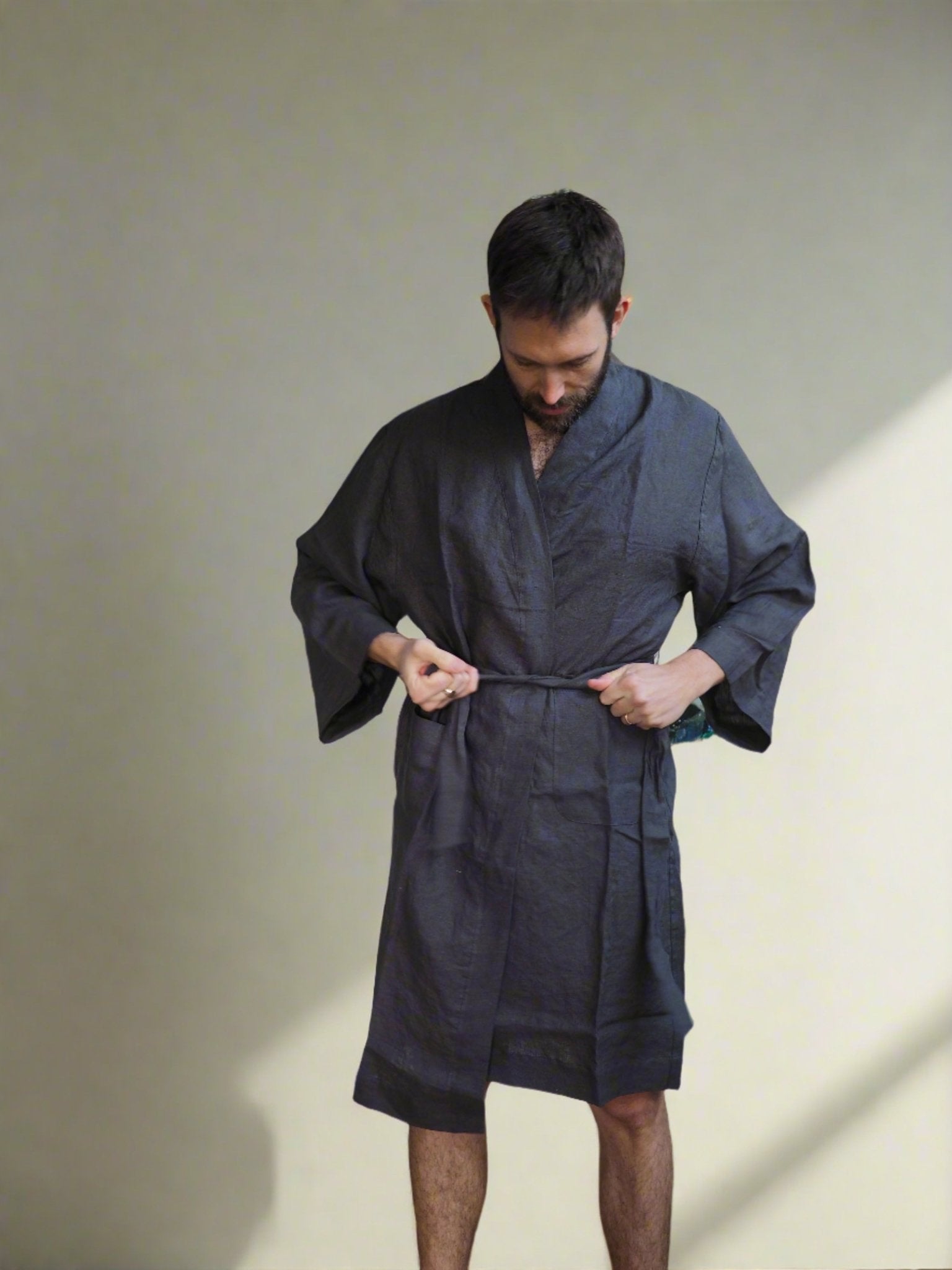 Pure Linen Robe in Charcoal - TSL