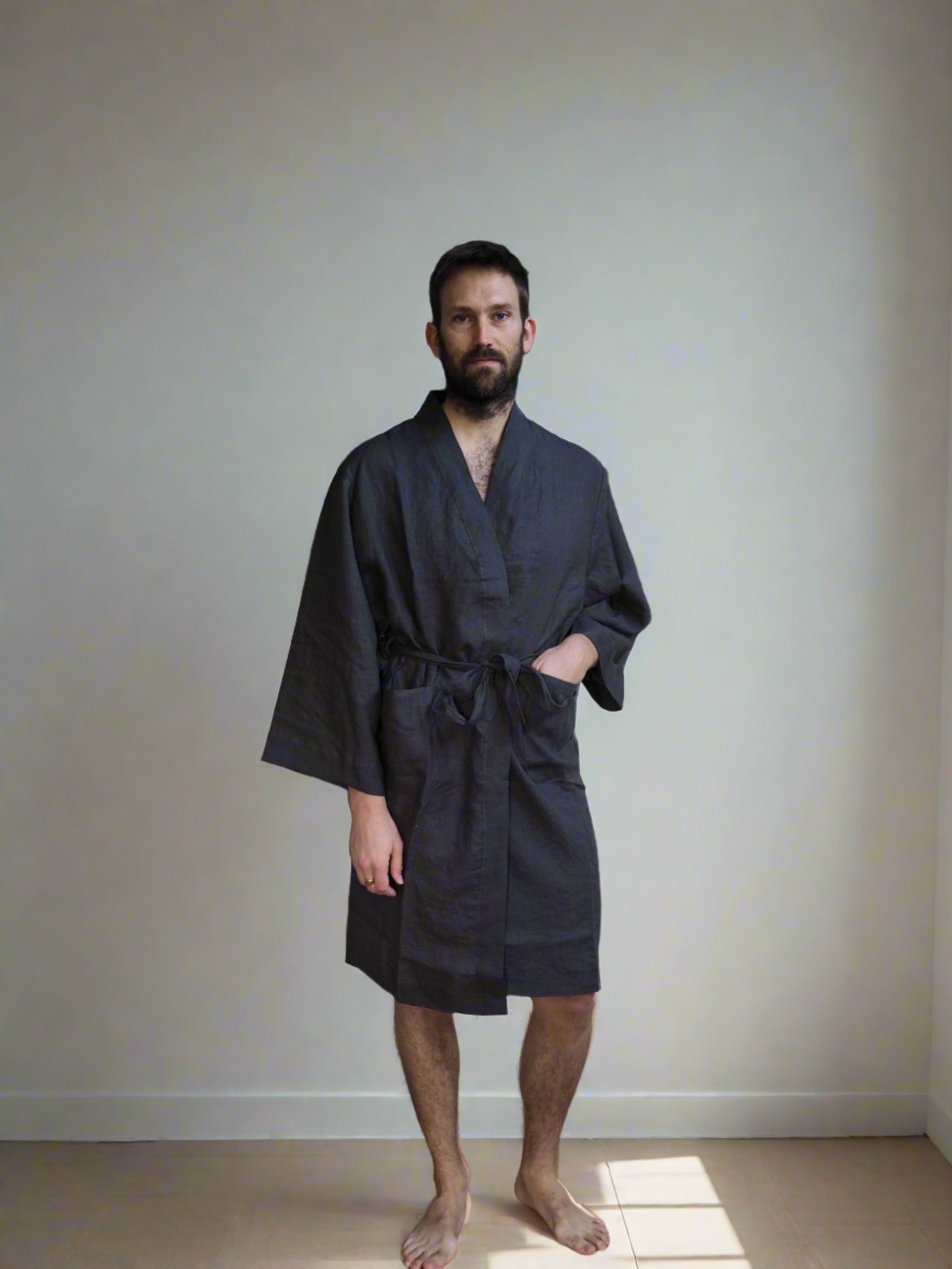 Pure Linen Robe in Charcoal - TSL