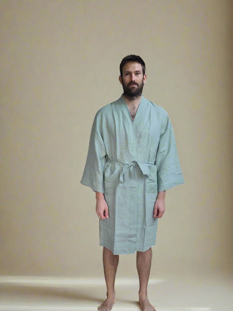 Pure Linen Robe in Sage - TSL